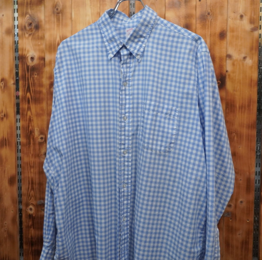 brooks brothers 大判ギンガムチェック 6ボタンシャツ 17 1/2-R usa製