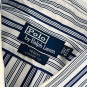 90s 00s Polo by Ralph Lauren ポロラルフローレン REGENT CLASSIC FIT ストライプ Wカフス 長袖シャツ ドレスシャツ 43-86/ブルー×ホワイト メンズ ビンテージ