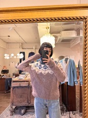 Handmade Nordic Pattern Mohair High Neck Sweater