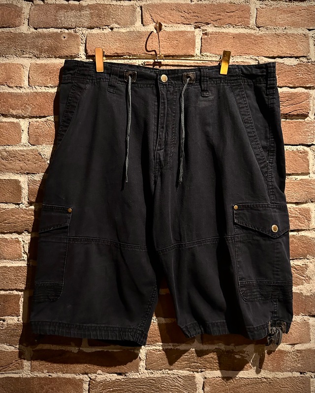 【Caka act3】Multiple Gimmick Vintage Linen Blend Cargo Shorts