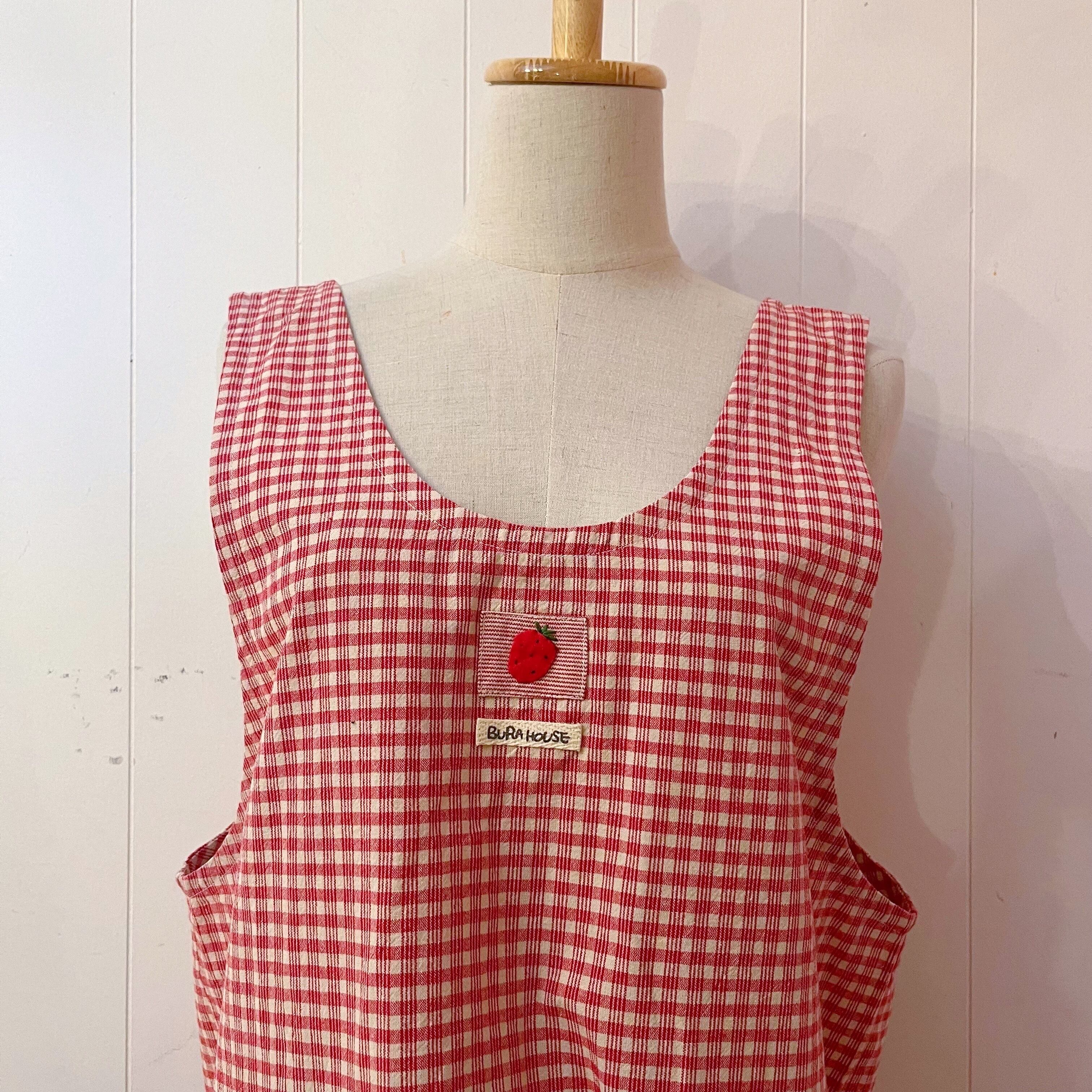 strawberry gingham check apron