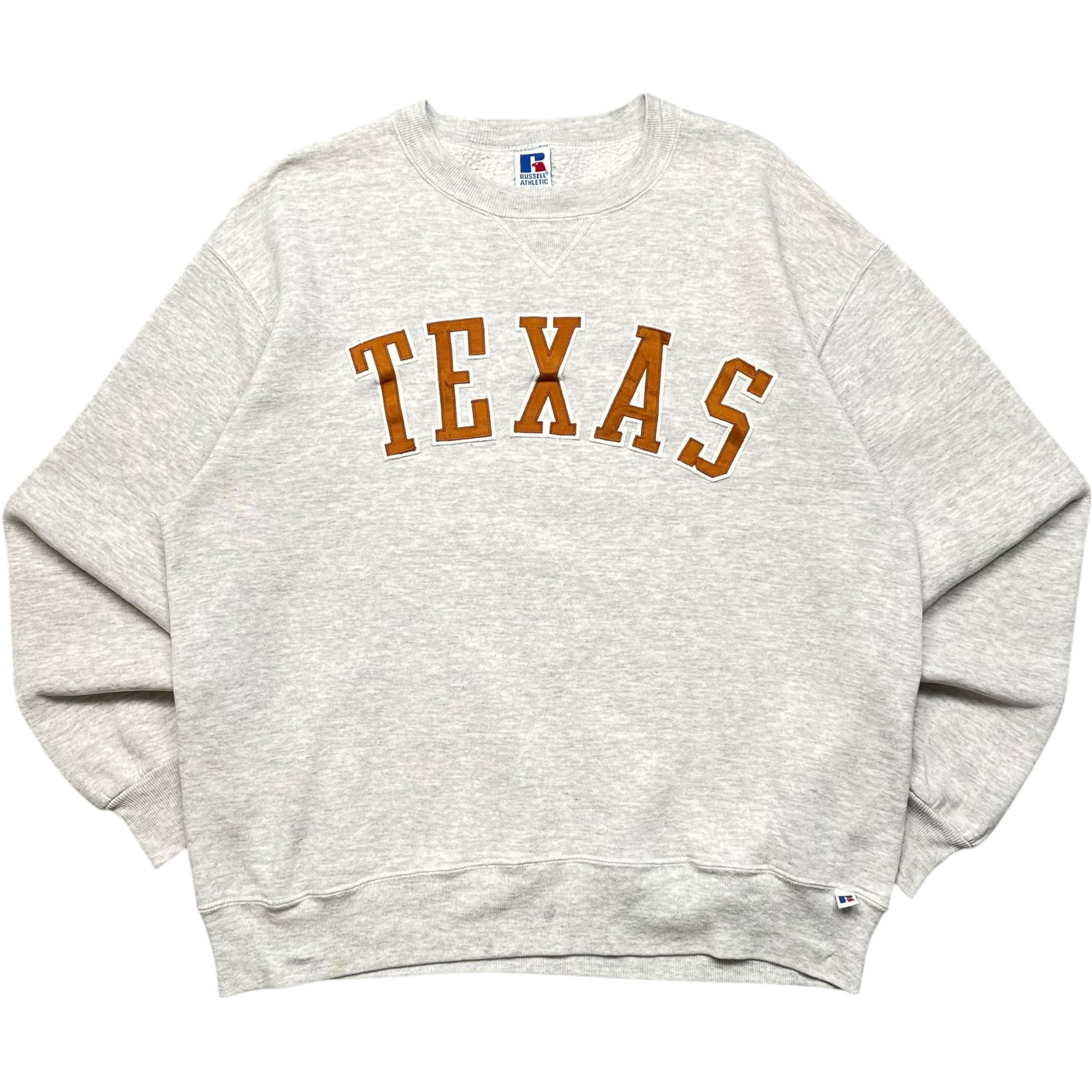 《XL》russell athletic ラッセルアスレチック スウェット カレッジロゴ 前V グレー USA製 90年代 vintage no.7091