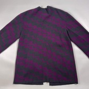 カシミヤ100% HANAE MORI ハナエモリ デザイン ニット カーディガン 羽織 M/グレー×パープル レディース