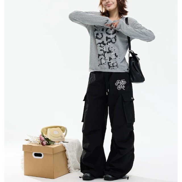 key-neck faded logo long tee　キーネックフェードロゴロングティー　J2105
