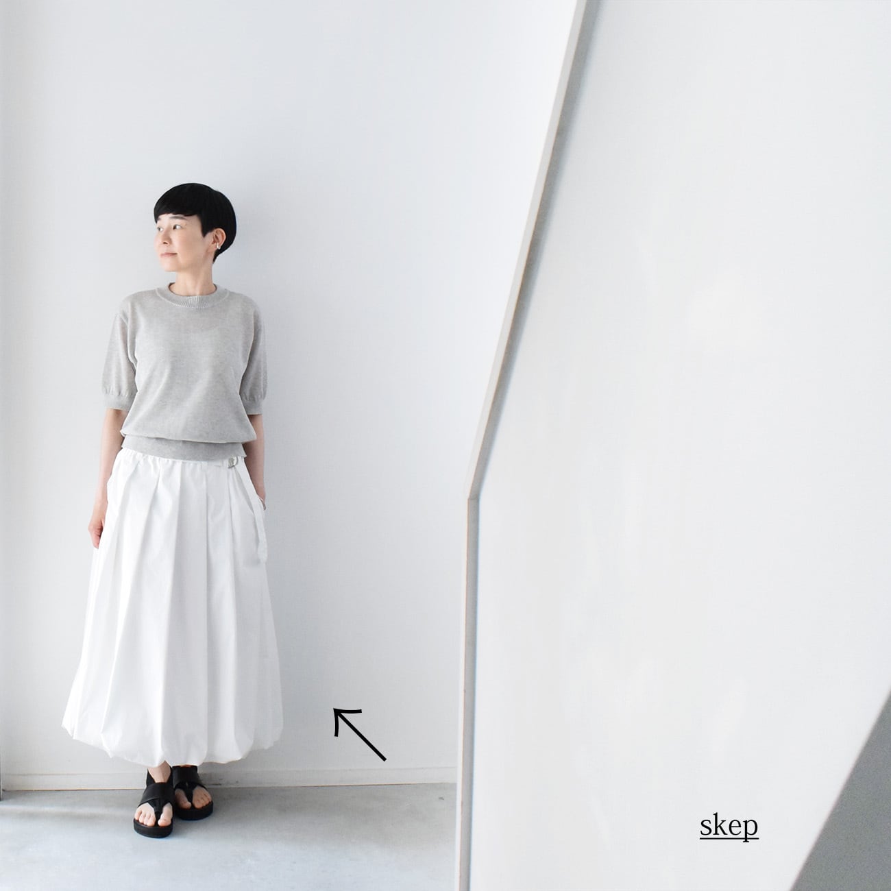 バルーンスカート：白［SK33STWH］ | skep-online shop