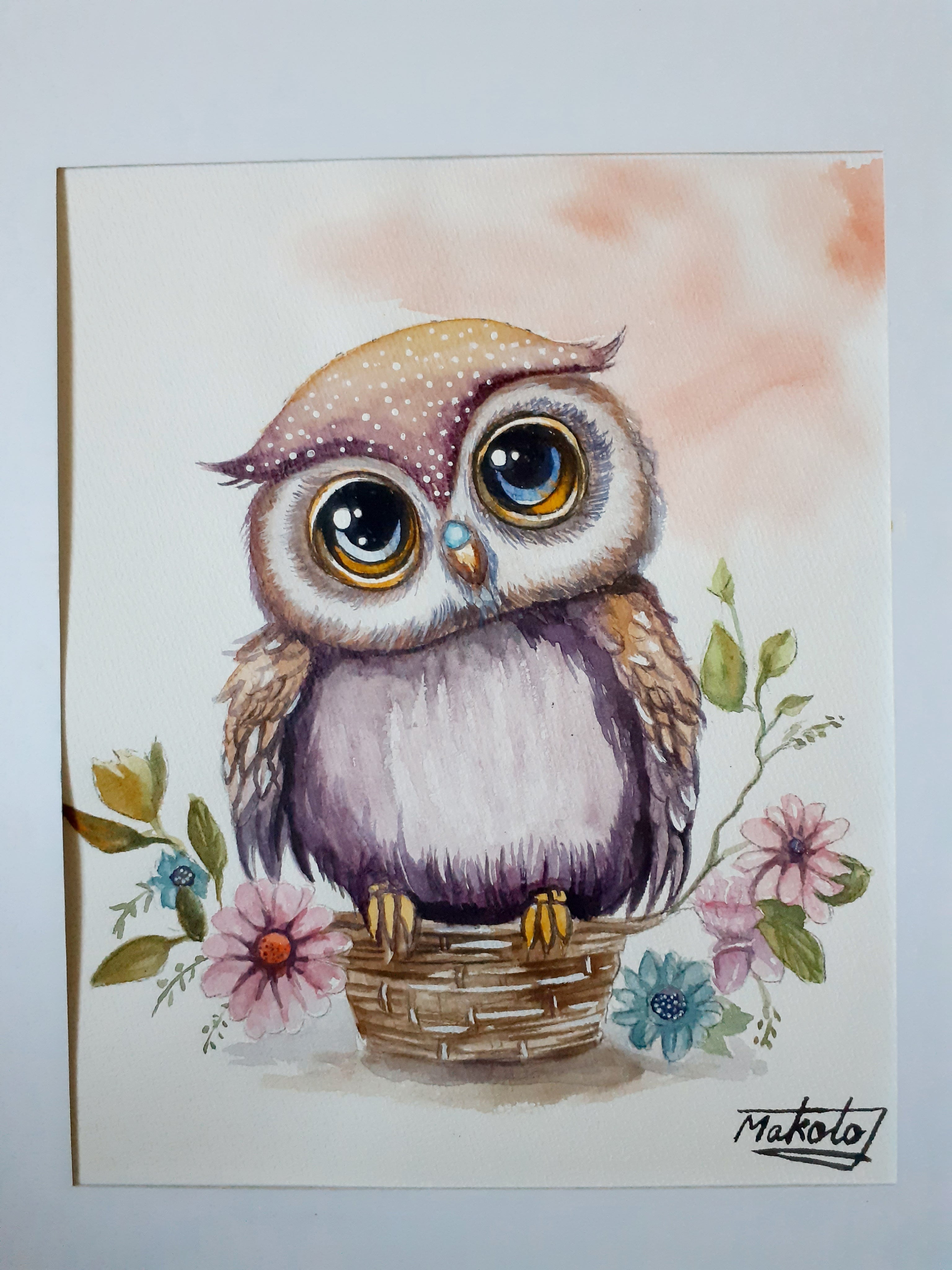 大幅値下げ手書き 水彩画 ハンドメイド 黄金ふくろう 梟 大幅値下げ手書き 水彩画 ハンドメイド 黄金ふくろう 梟