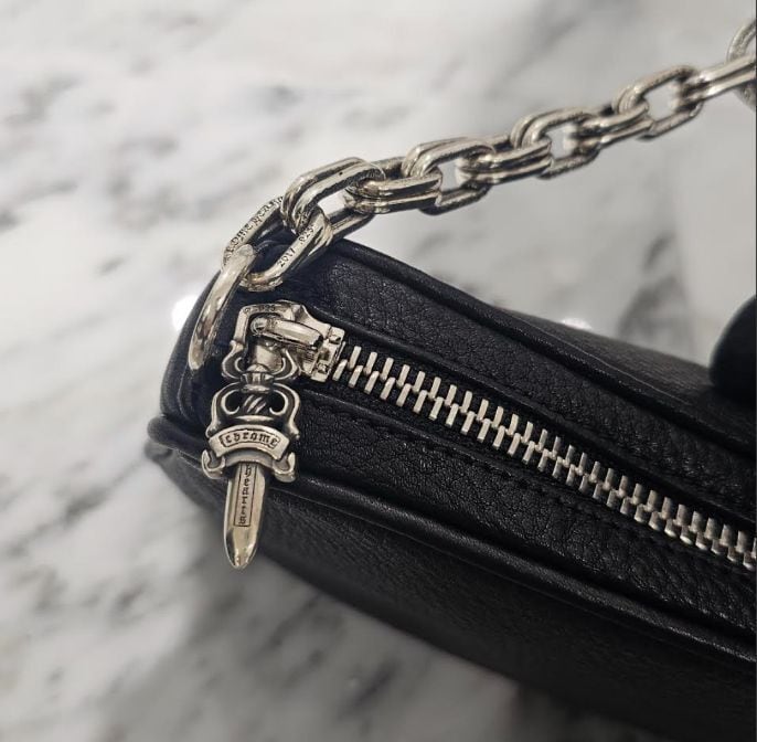 CHROME HEARTS クロムハーツ THE NIGHT Cross Chain Leather Hand Bag
