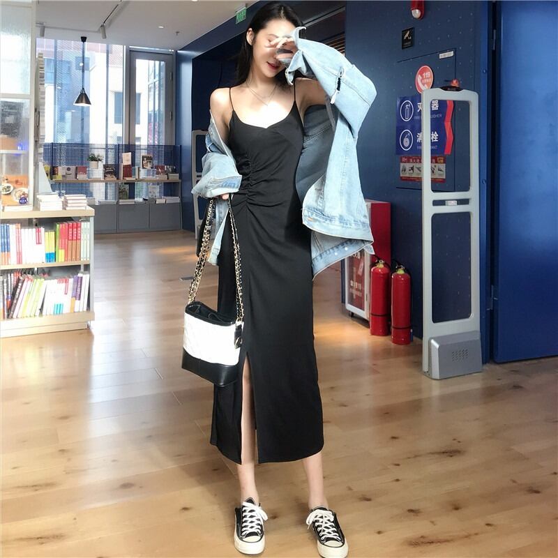 スリムVネックスカート スプリングカジュアルドレス 春物 YY-ファッション9328155534