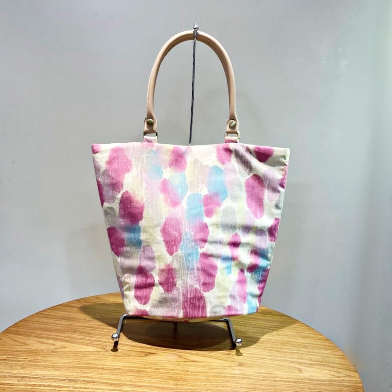 淡彩水彩羽織|バケツトートバッグ・軽量・一点もの・着物リメイク