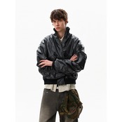 【暖かさUP】ストリート PUレザー中綿ジャケット T1970