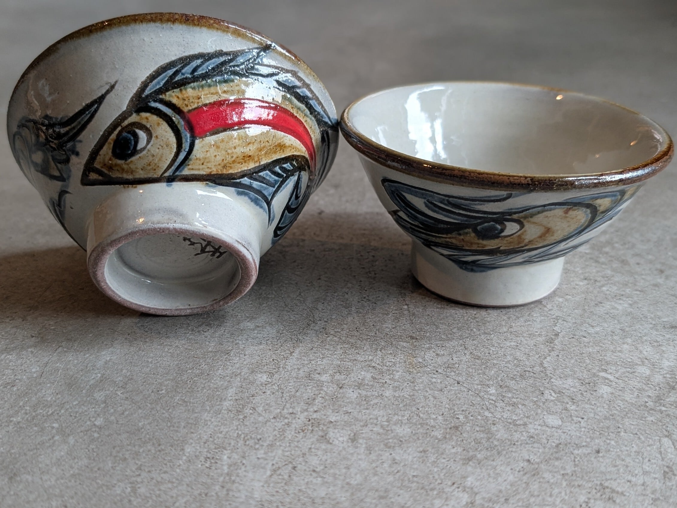 やちむん マカイ3.5寸（魚紋・海老紋） | 秀陶房 | inoya | Basic Life