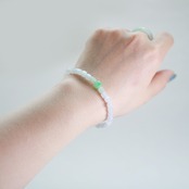 透明感あふれる六角形が新しい！ポイントのグリーンもいい感じ！ice hexagon point green ブレスレット A貨翡翠 jd_br1070