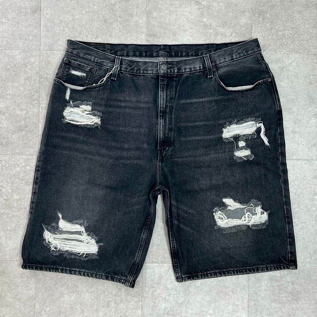 ビッグサイズ　リーバイス　569 ブラック　ルーズ　デニムショーツ　バギーデニム