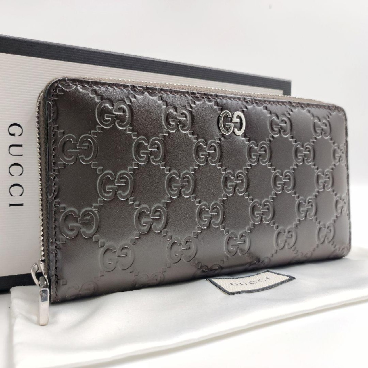 グッチ 1062 シマ ドリアン シグネチャー 長財布 ラウンドファスナー  