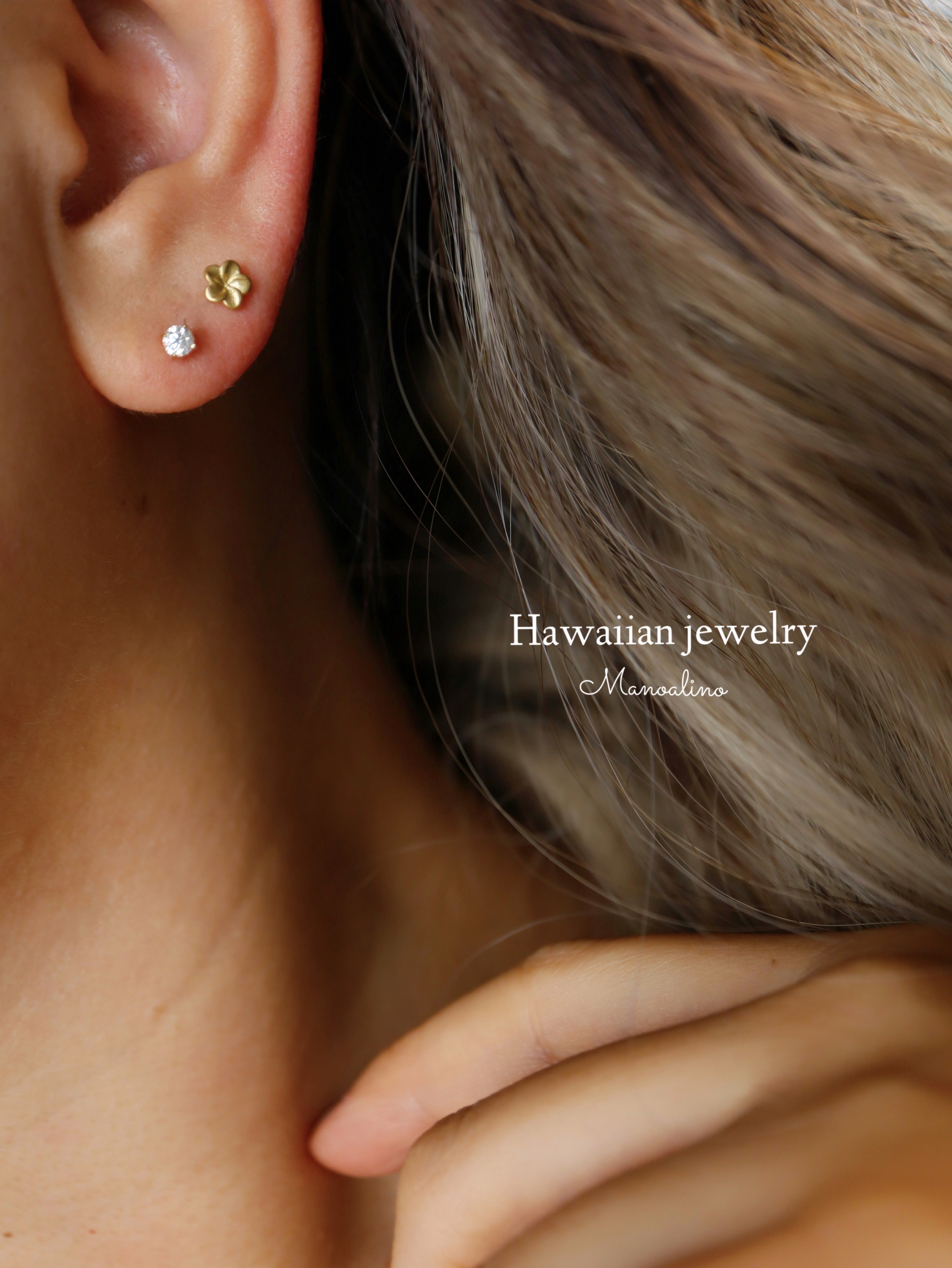 2Way】Moissanite×Plumeria ”an earring” (”片耳用”モアサナイト