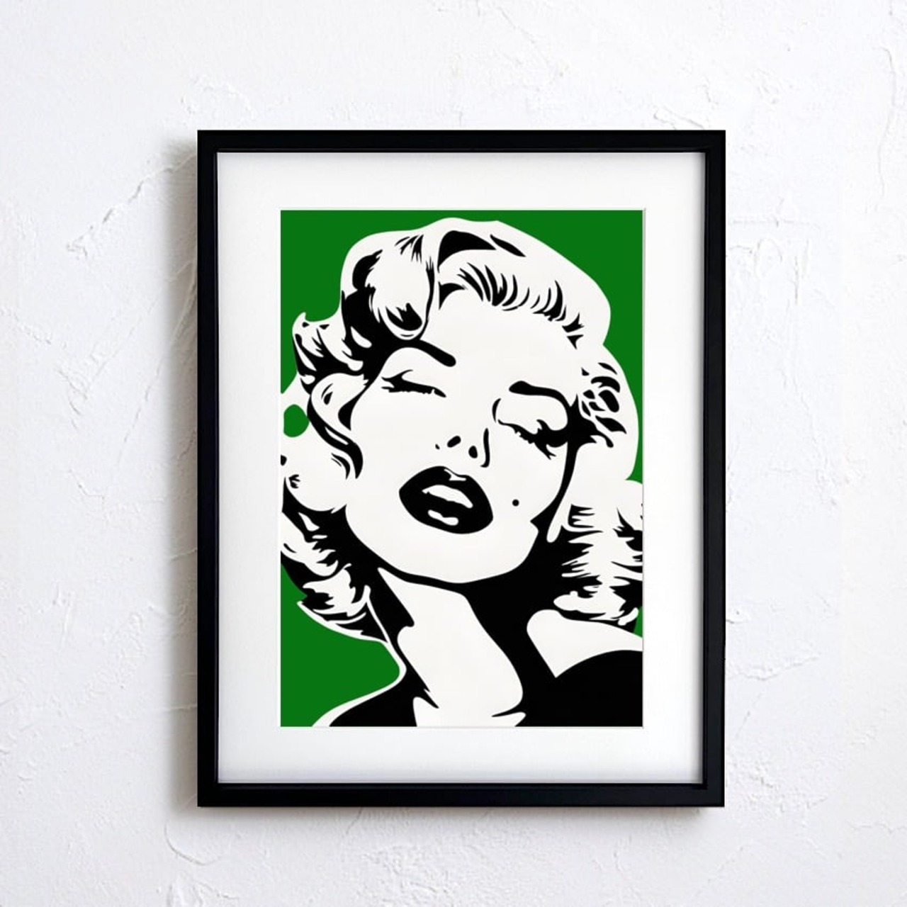 Monroe Love (Green)｜モノクロームに映えるグリーンが魅せるモードポップアートポスター｜洗練と華やかさを添えるインテリアA3ポスター