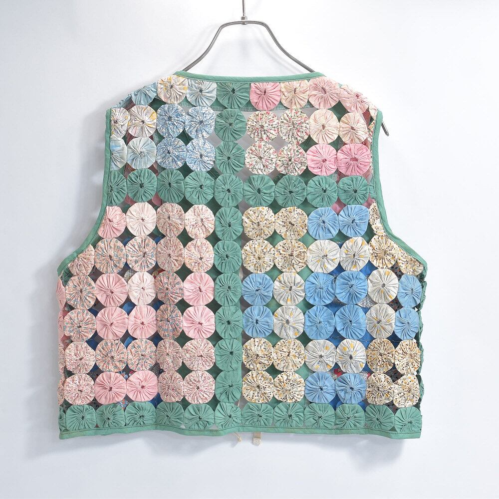Remake ハンドメイド デザイン リメイク ヨーヨーキルト ベスト パッチ
