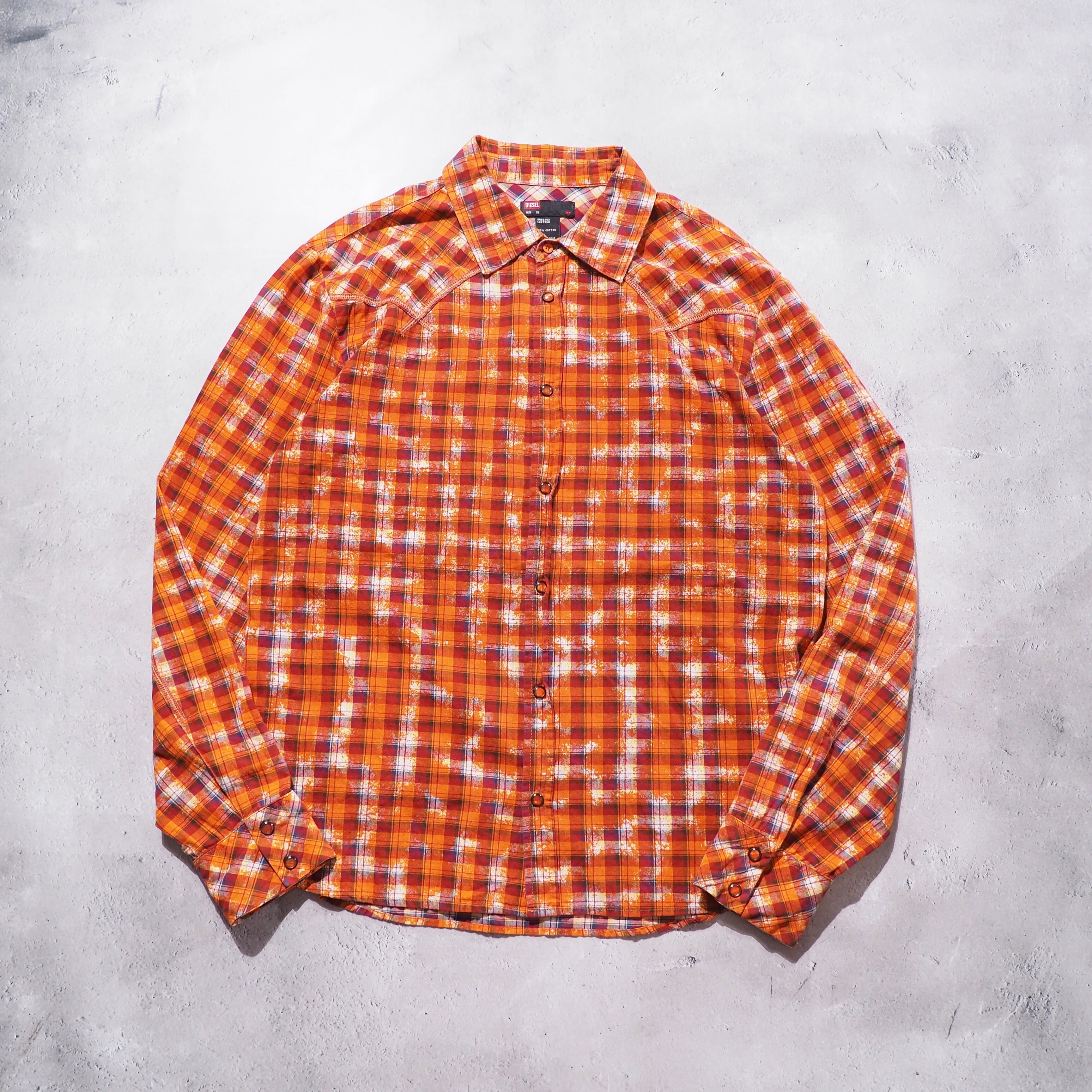" DIESEL " ” 染色 ” Over silhouette Western shirt