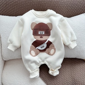 【BABY】ブラウンベア暖かいロンパース