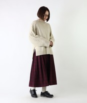 GENTIL/リーフ柄切り替えニットプルオーバー