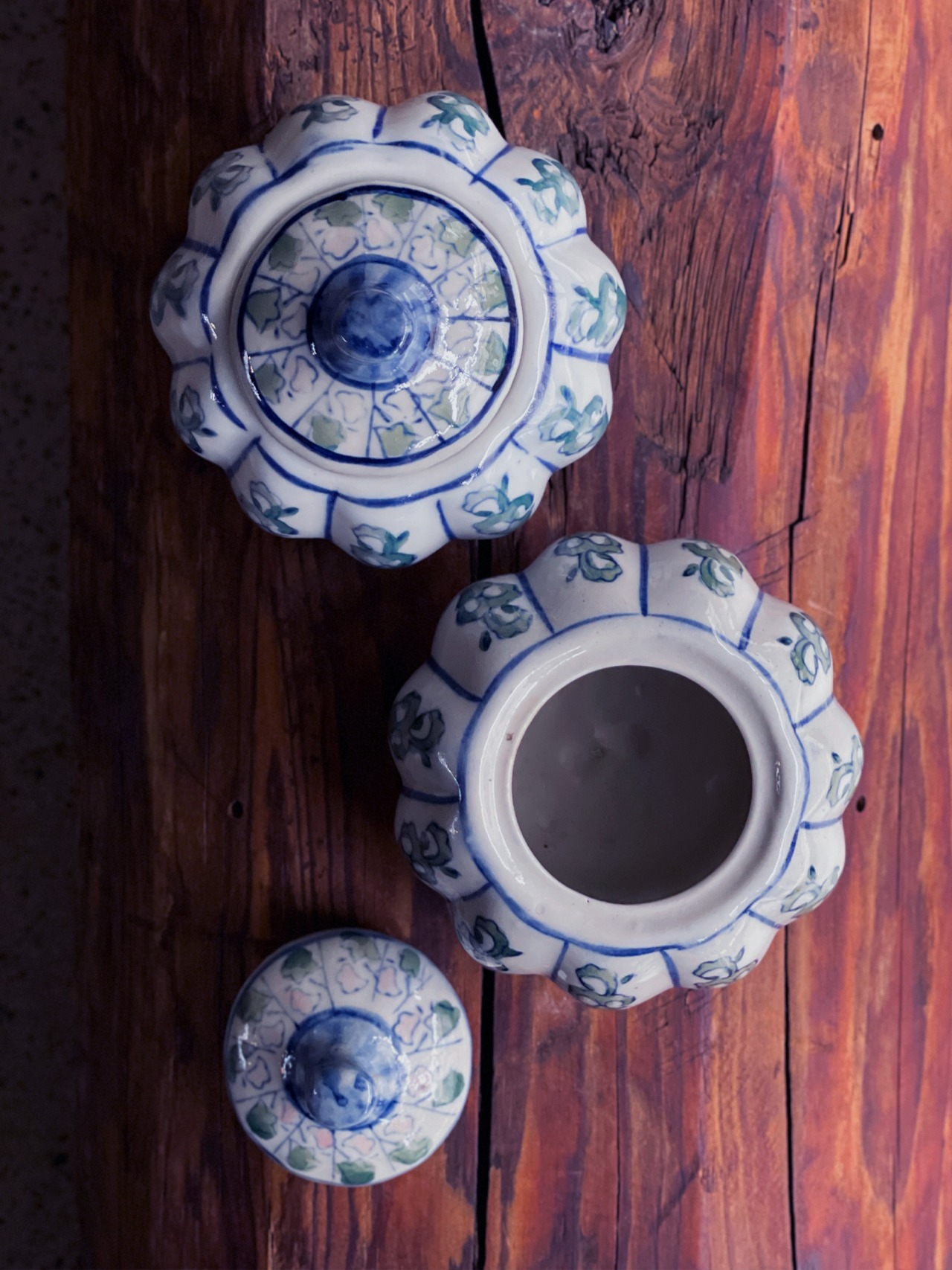 中国製造／ヴィンテージ パステル茶壺