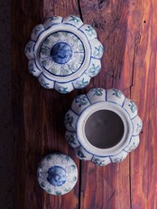 中国製造/ヴィンテージ パステル茶壺