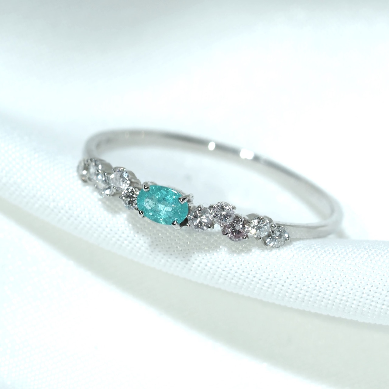 パライバトルマリン ブラジル産 リング 0.088ct D0.13ct pt900 Paraiba Tourmaline
