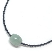 ブラックスピネルチェーンでかっこよく！ A貨翡翠 jd_ne1087