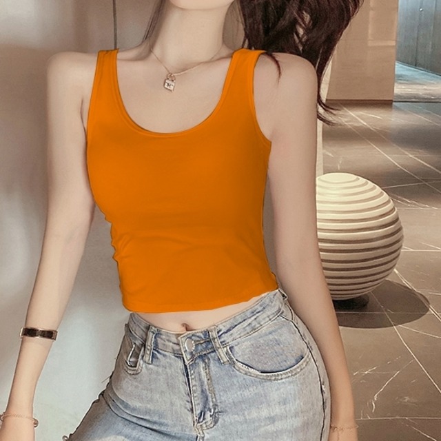 タンクトップ トップス レディース 春 夏 春夏 黒 白 ショート丈タンクトップ ベーシック シンプル インナー 重ね着 キャミソール ホワイト グリーン イエロー ネイビー グレー ピンク ブルー ライトパープル オレンジ ブラック カジュアル 伸縮性 シンプル 大人 きれいめ