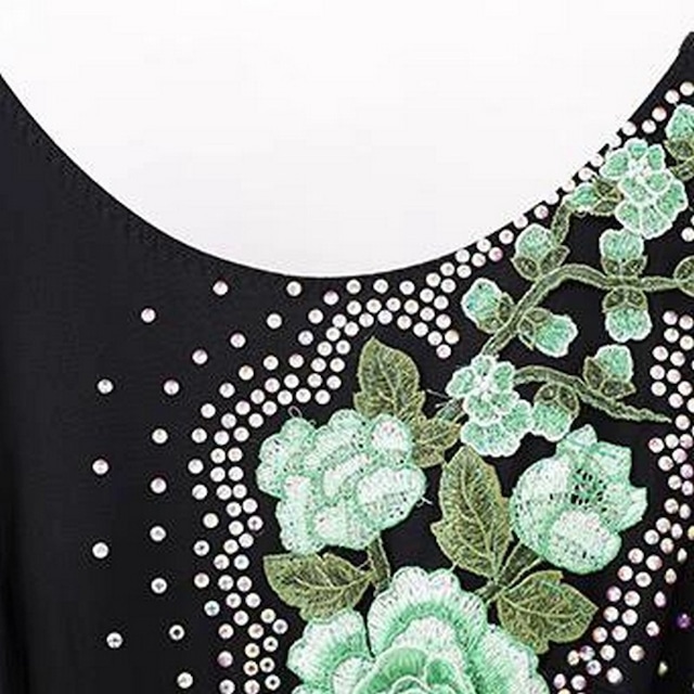 フラワーモチーフデザイン ロングスリーブ スタンダードドレス ds0984