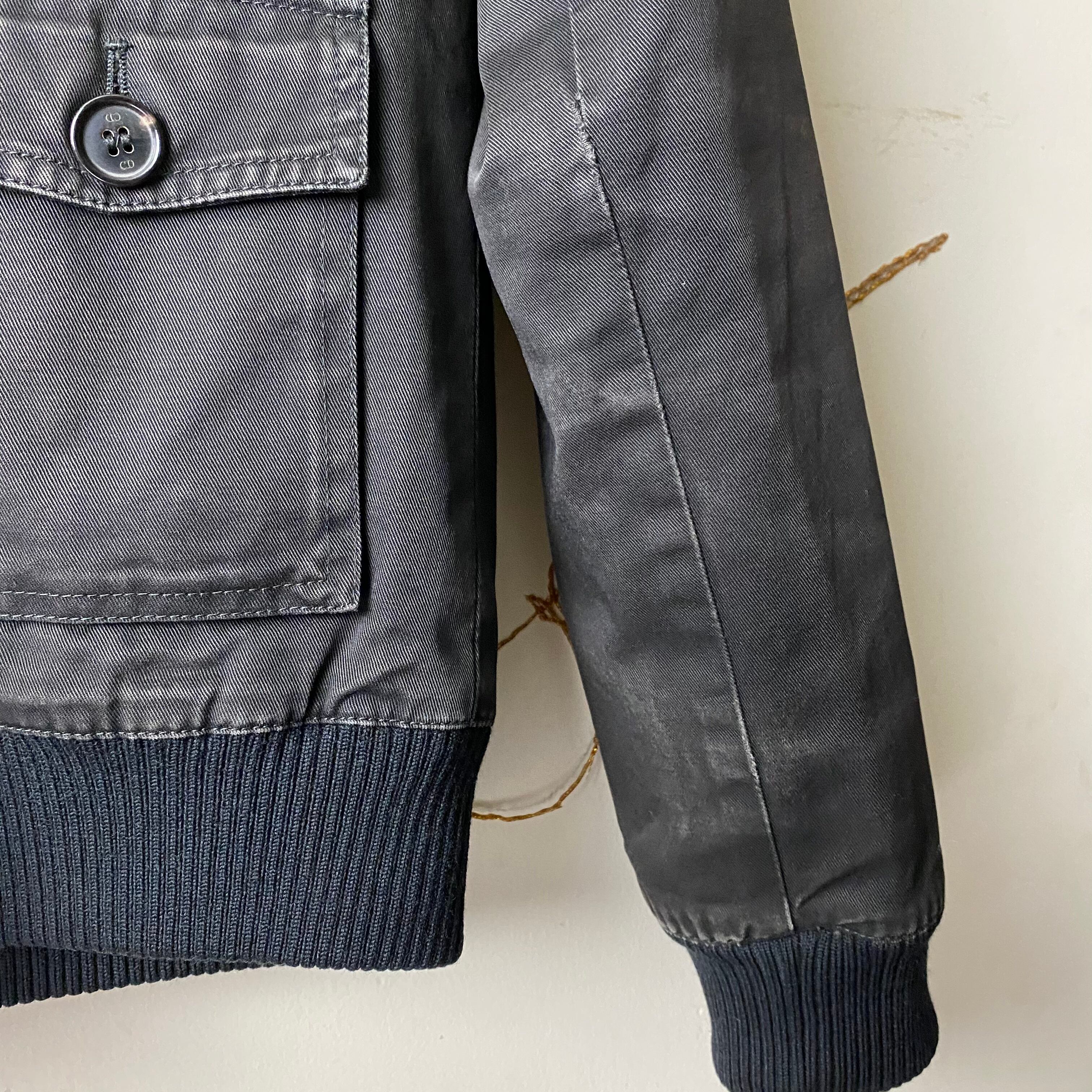 2005AW DIOR HOMME black cotton riders jacket with boa collar