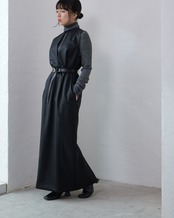 itochi - shuttle loom fabric keyneck jumper skirt / black
