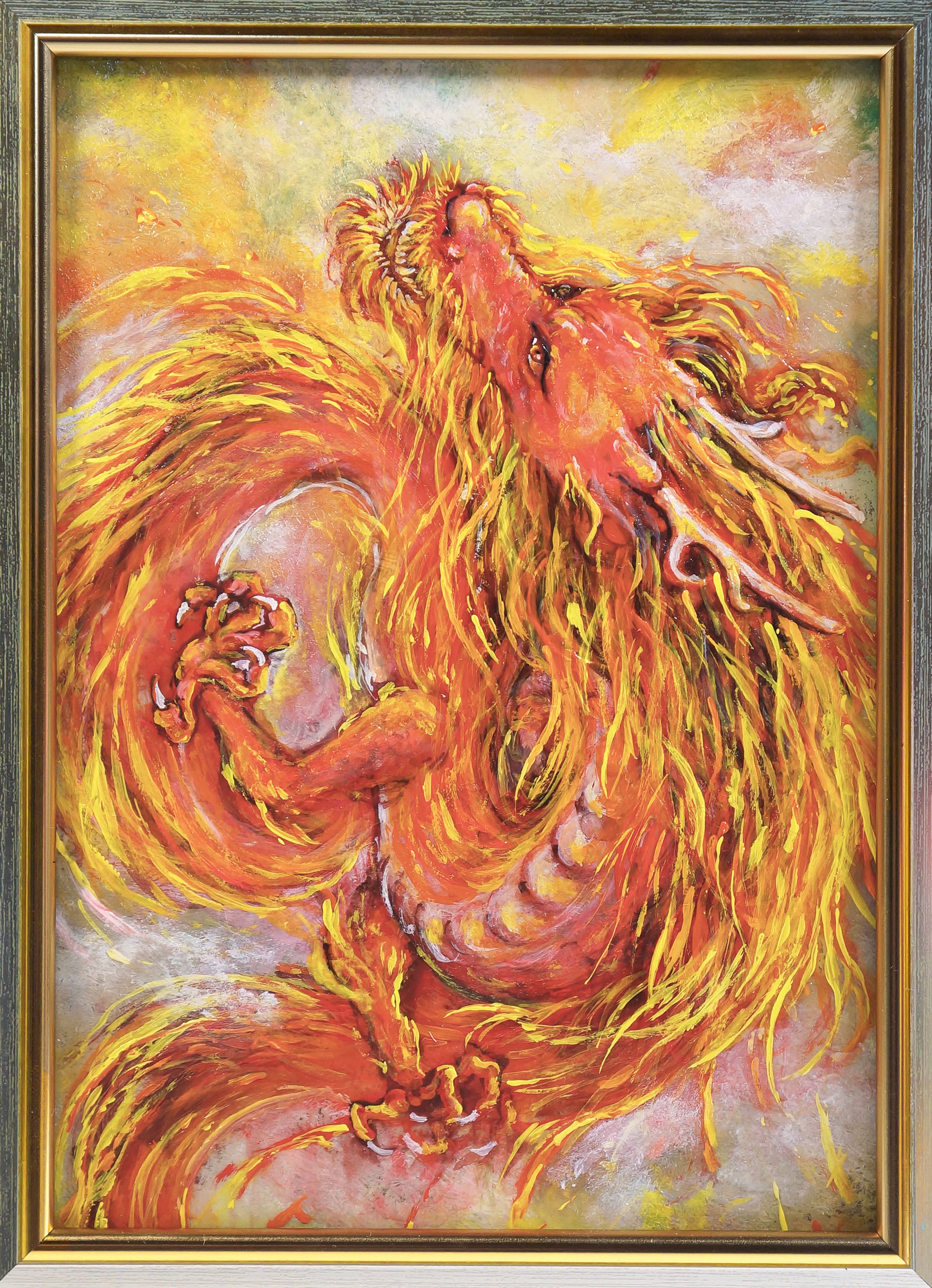 開運絵画 森羅万象 龍神絵画 光の絵 ツイン龍 壁飾り 原画 手描き 一点