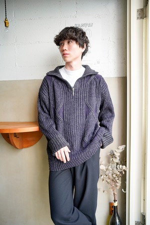 【1980-90s】"KKSSE&DEF" Half Zip Melange Knit Sweater / 6-339