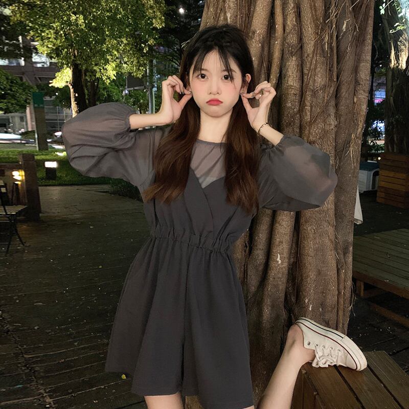 ジャンプスーツ オールインワン サマー薄手レッドルーズ 夏物 スーパーモール78786292142