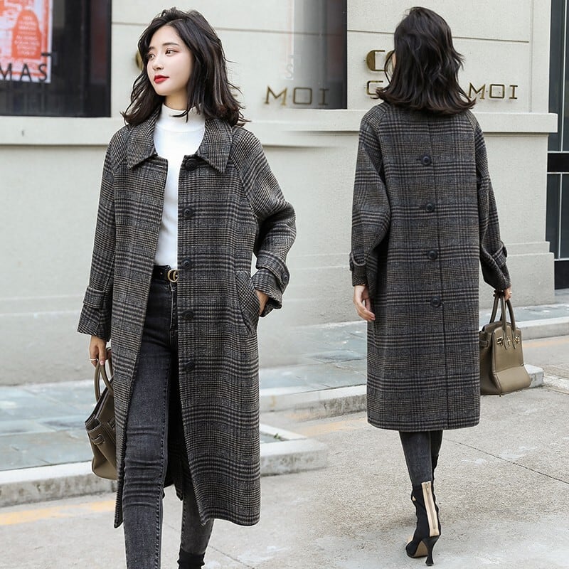 OVERCOAT 春秋用 薄手 ウール ステンカラーコート グレンチェック OVERCOAT 春秋用 薄手 ウール ステンカラーコート グレンチェック
