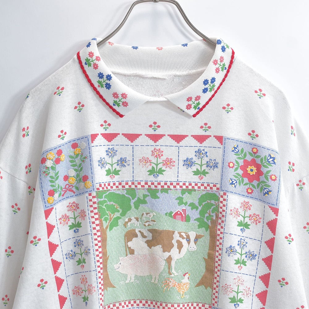 USA VINTAGE アメリカ古着花柄フリルナイティドレスキルティングコート USA VINTAGE アメリカ古着花柄フリルナイティドレスキルティング