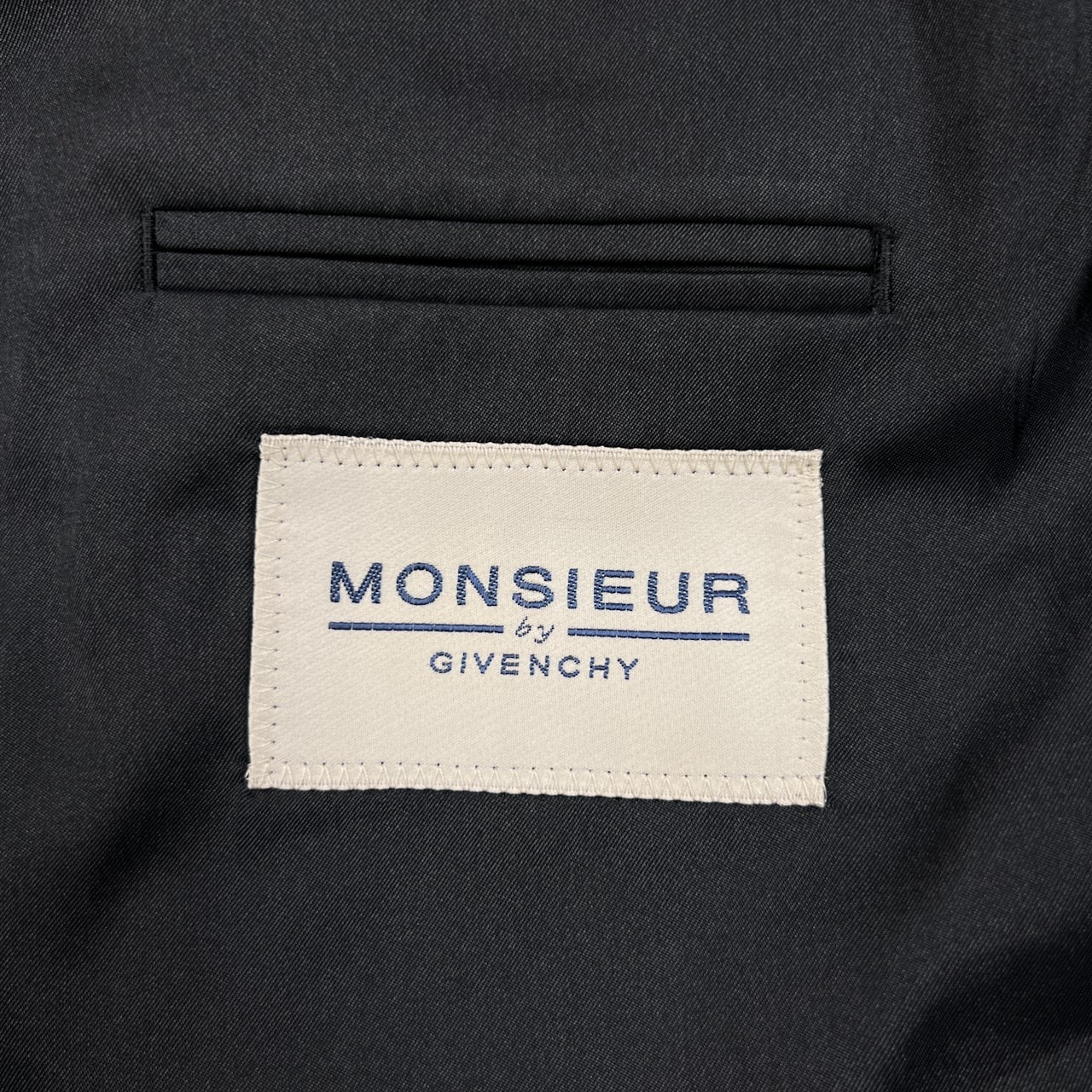 カシミヤ100% MONSIEUR by GIVENCHY ムッシュ バイ ジバンシィ 金ボタン ダブル テーラードジャケット L~XL程度/ブラック/ビンテージ