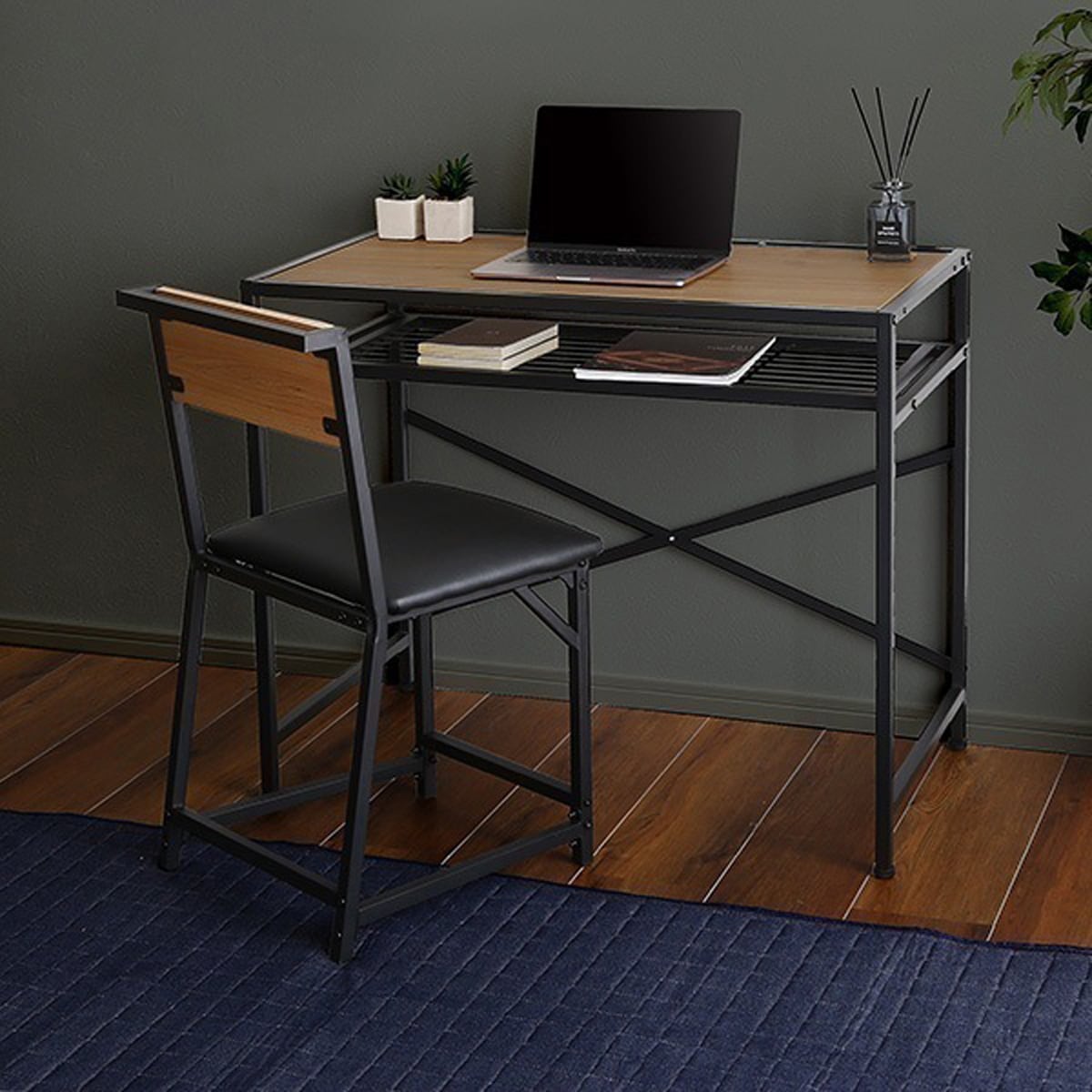 ヴィンテージ風コンパクトデスク&チェアセット 机 チェア パソコン 勉強 机 テレワークに