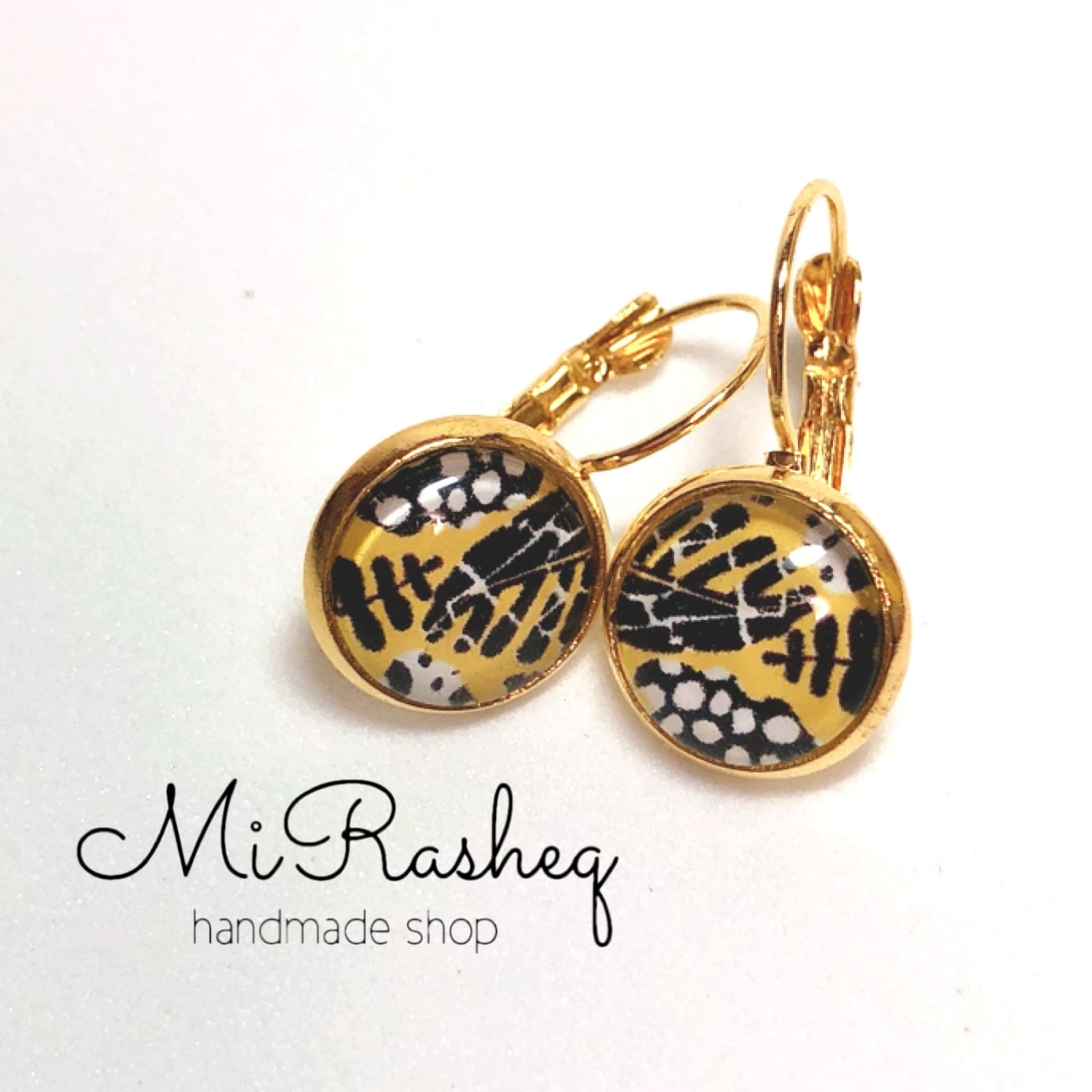 ガラスカボションのデザインフックピアス | MiRasheq