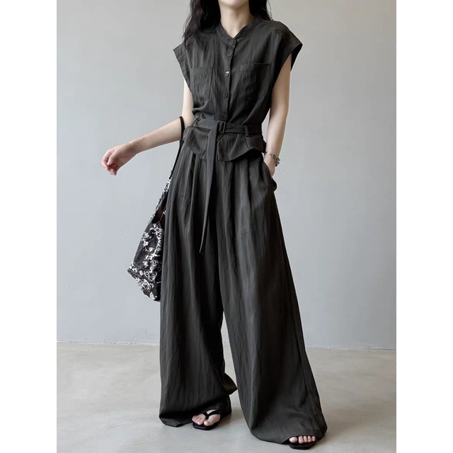 ノーカラー＆フレンチスリーブセットアップ　0070