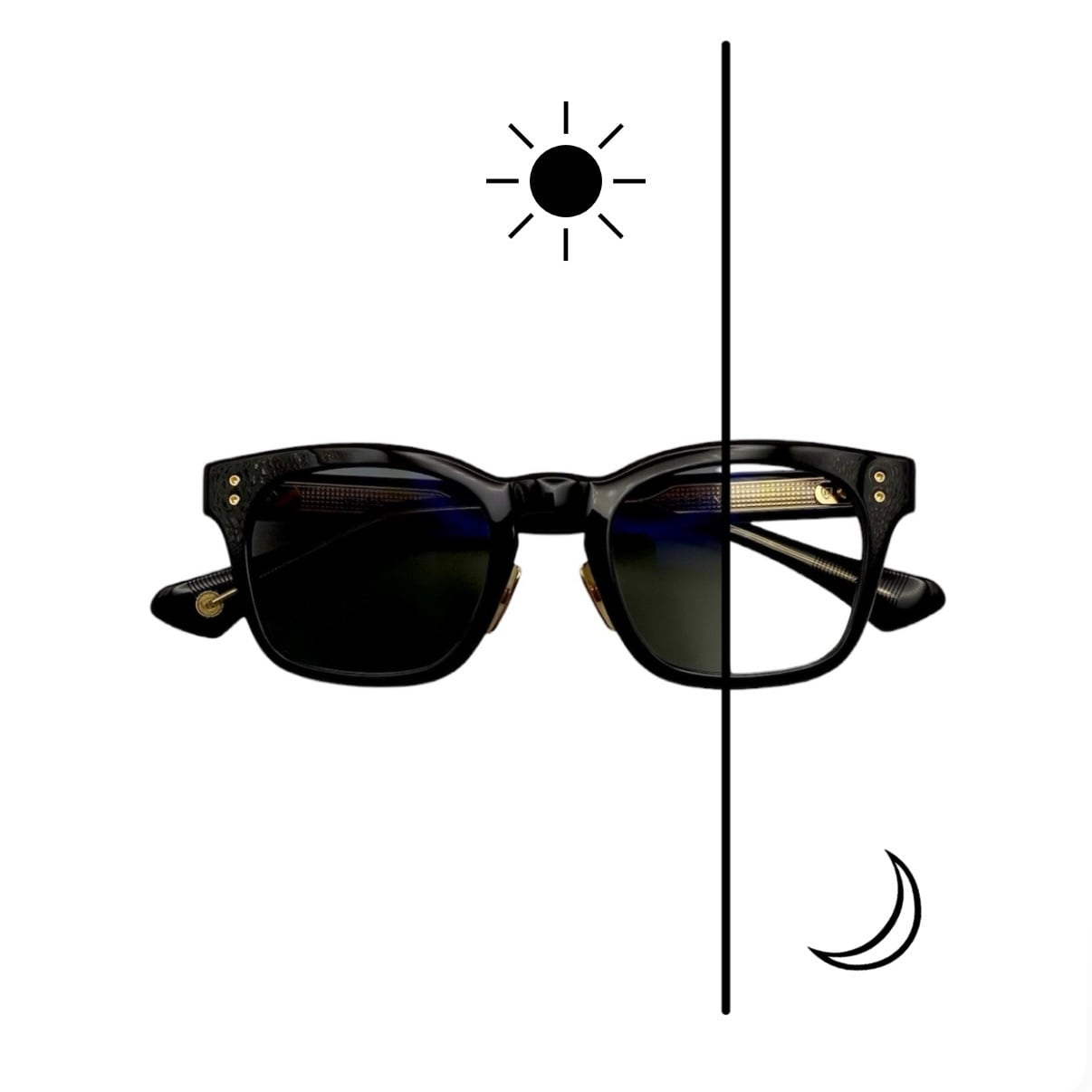 DITA チタンフレームFLIGHT 7800Bサングラス DITA Flight.008 DTS 134 02 Black and Gold Sunglasses With Green