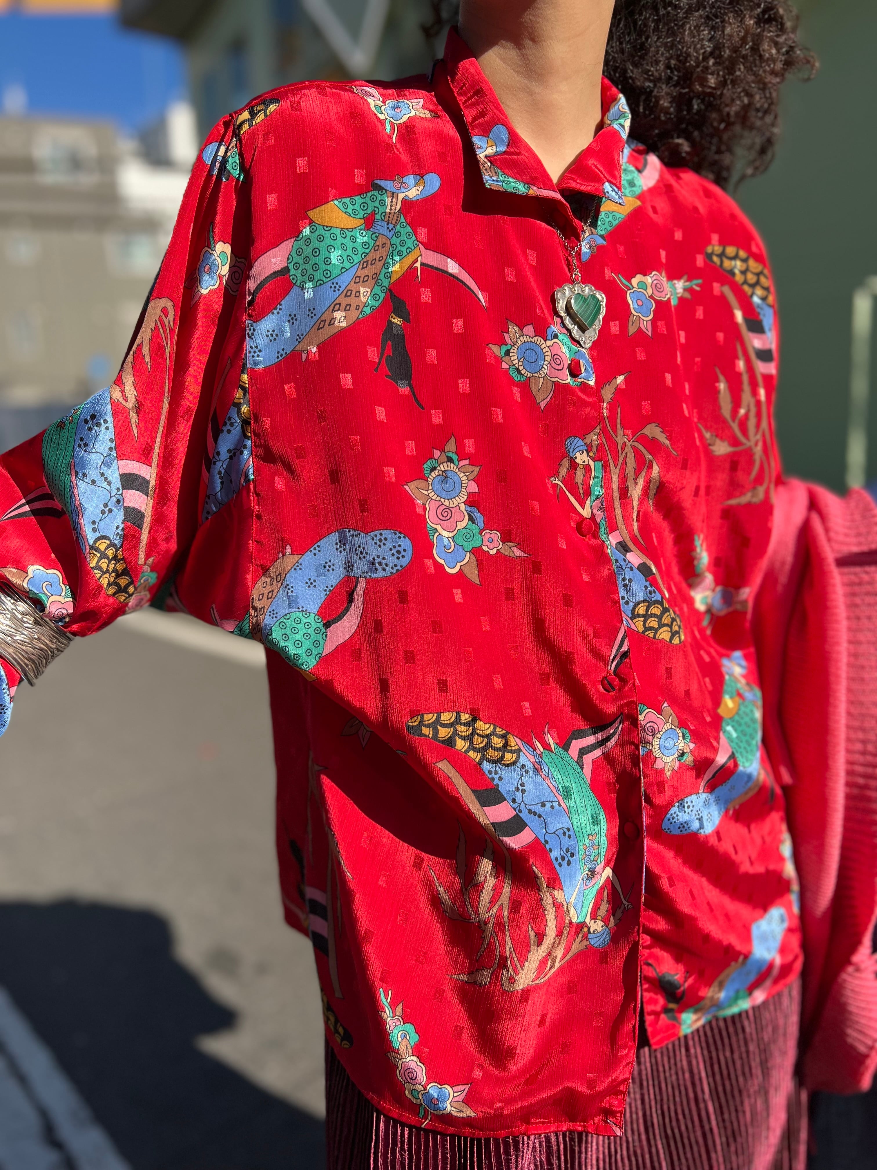 Vintage Diane von Furstenberg red people shirt ( ヴィンテージ ダイアンフォンファステンバーグ レッド  人物柄シャツ ) | Riyad vintage shop powered by BASE