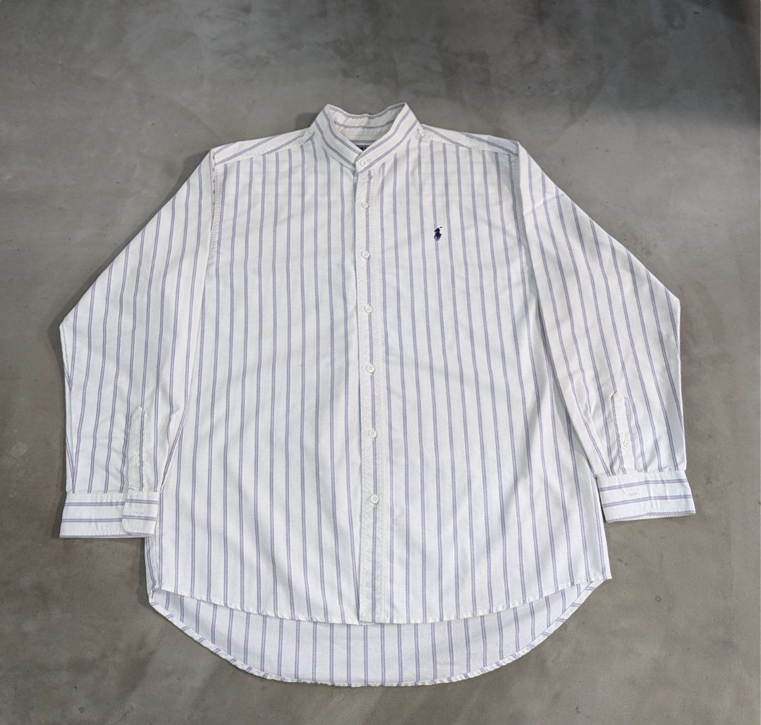 ralph lauren stand collar stripe shirt 小岩店