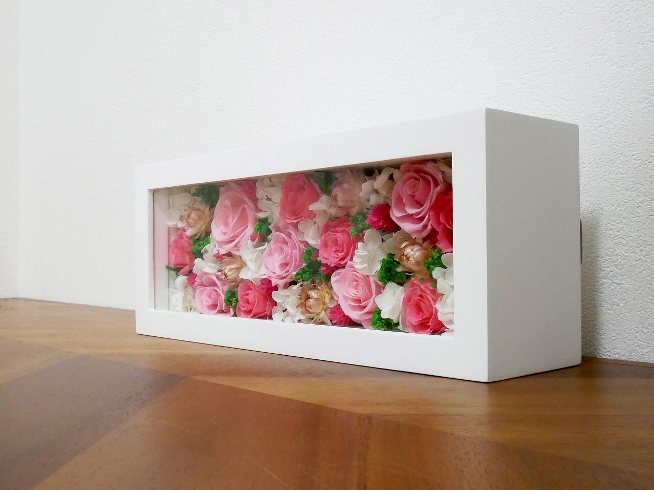 Framed preserved flower arrangement*Pink wide (フレーム入り