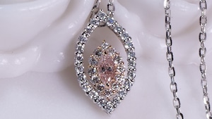 J34-9 K18PG/Pt ピンクダイヤネックレス［01148809］