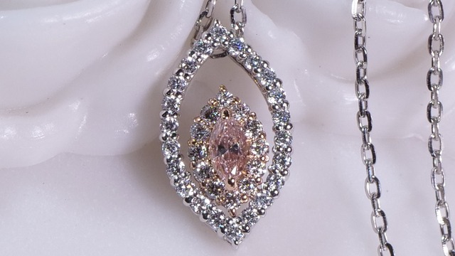 J34-9 K18PG/Pt ピンクダイヤネックレス［01148809］