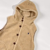 Gymphlex ジムフレックス バスケットボタン ボア フード ベスト ジャケット 14 /ベージュ系 レディース