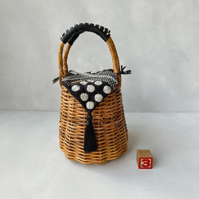 【BLACKリネン】SASHIKO STITCH BASKET