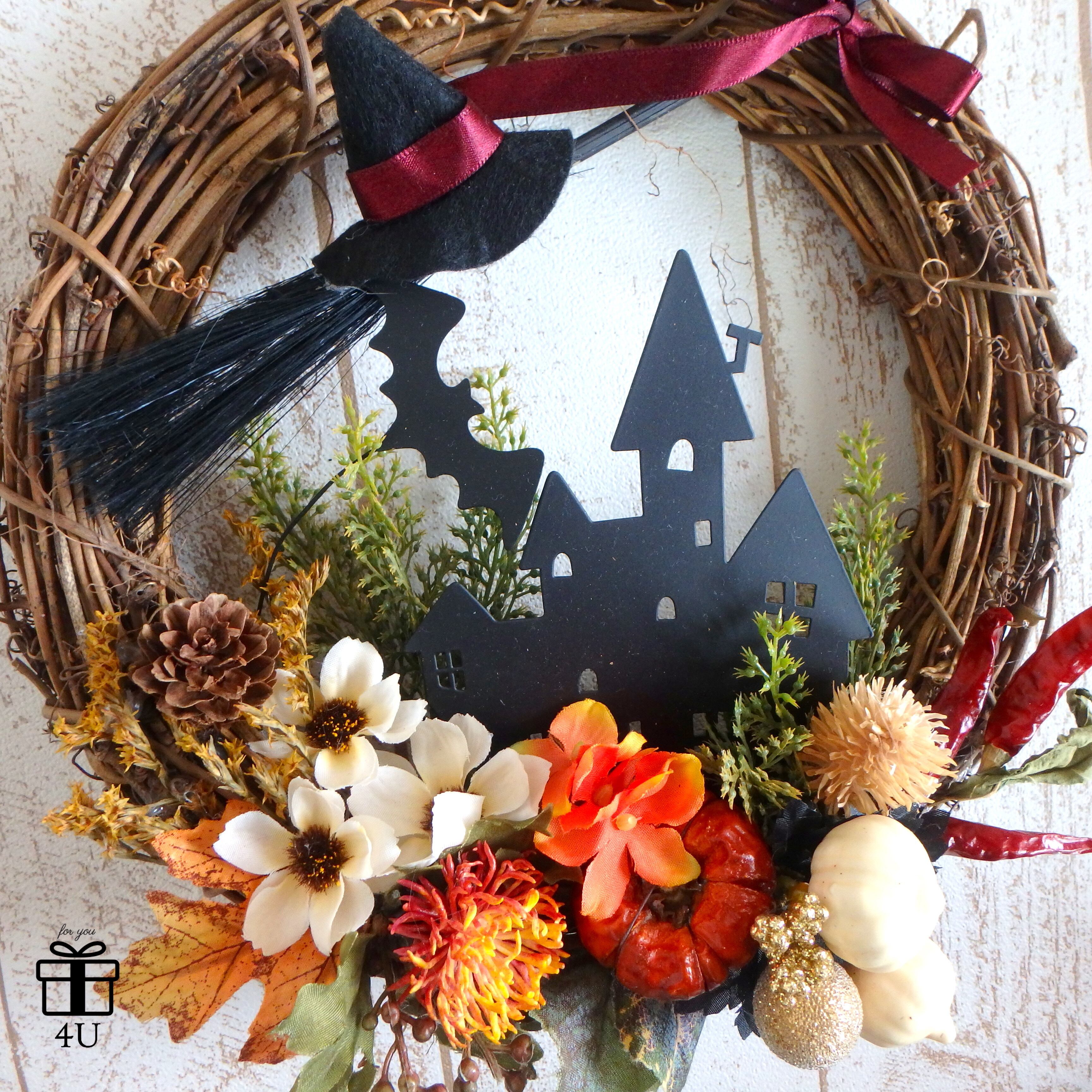 ✤ ✤ ハロウィンリース♬ 造花 デコレーションリース ✤ ✤